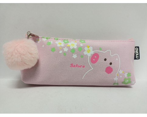 MOKO CHERRY PINK PIGGY PENCIL BAG MK-2493 樱花粉粉猪 大三角笔袋