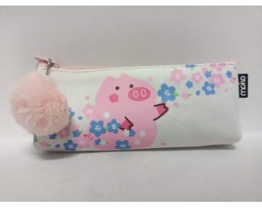 MOKO CHERRY PINK PIGGY PENCIL BAG MK-2493 樱花粉粉猪 大三角笔袋